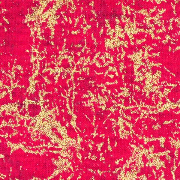 FABRIC-GLITTER  100%COTTON Scarlet