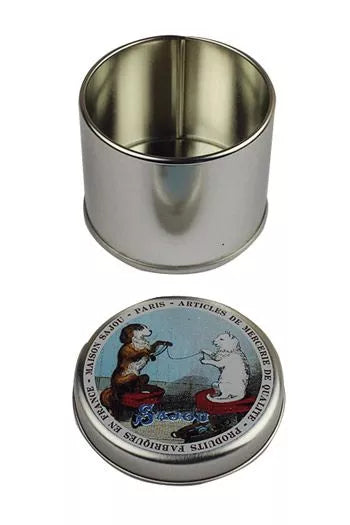 Sajou Round high storage tin Cat and Dog winding