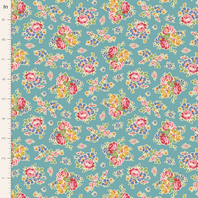 Tilda Jubilee Collection Sue Teal  The price indicated is for 25cm. Multiple quantities will be cut as one continuous piece