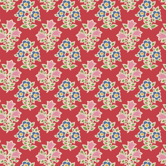 tilda jubilee farm flowers red fabric The price indicated is for 25cm. Multiple quantities will be cut as one continuous piece